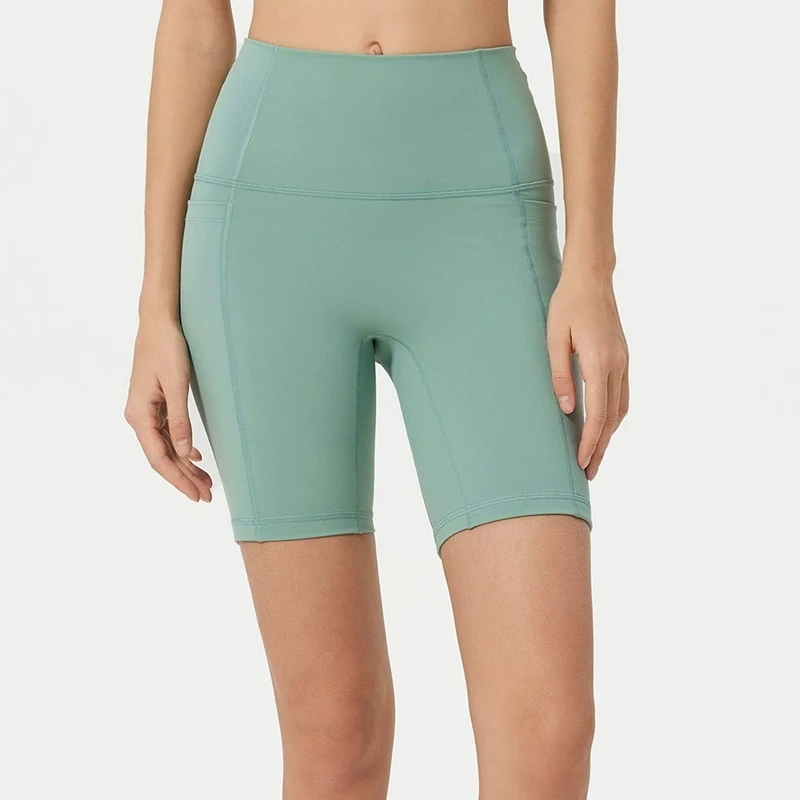 High-Waist Lifting Yoga Shorts | Side-Pocket Workout Shorts with Seamless Crotch & Tummy Control - Image 3