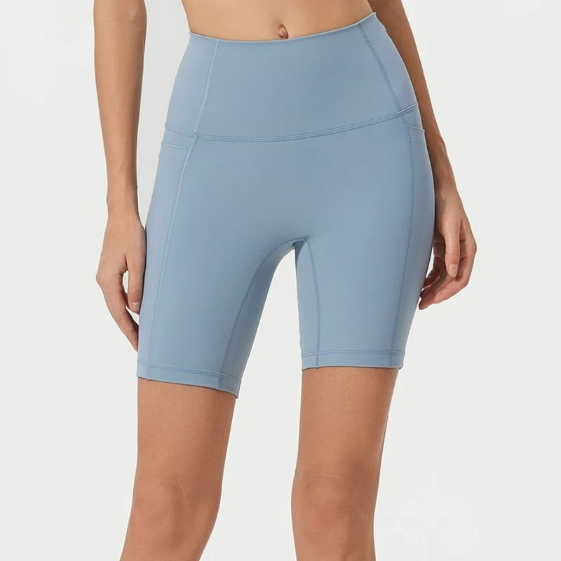 High-Waist Lifting Yoga Shorts | Side-Pocket Workout Shorts with Seamless Crotch & Tummy Control - Image 4