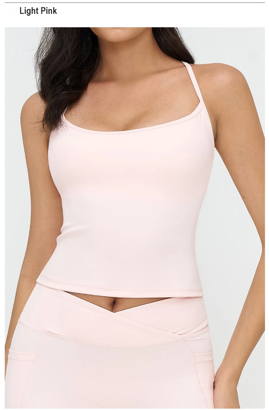 Longline yoga tank top with body shaping fit for women-light pink
