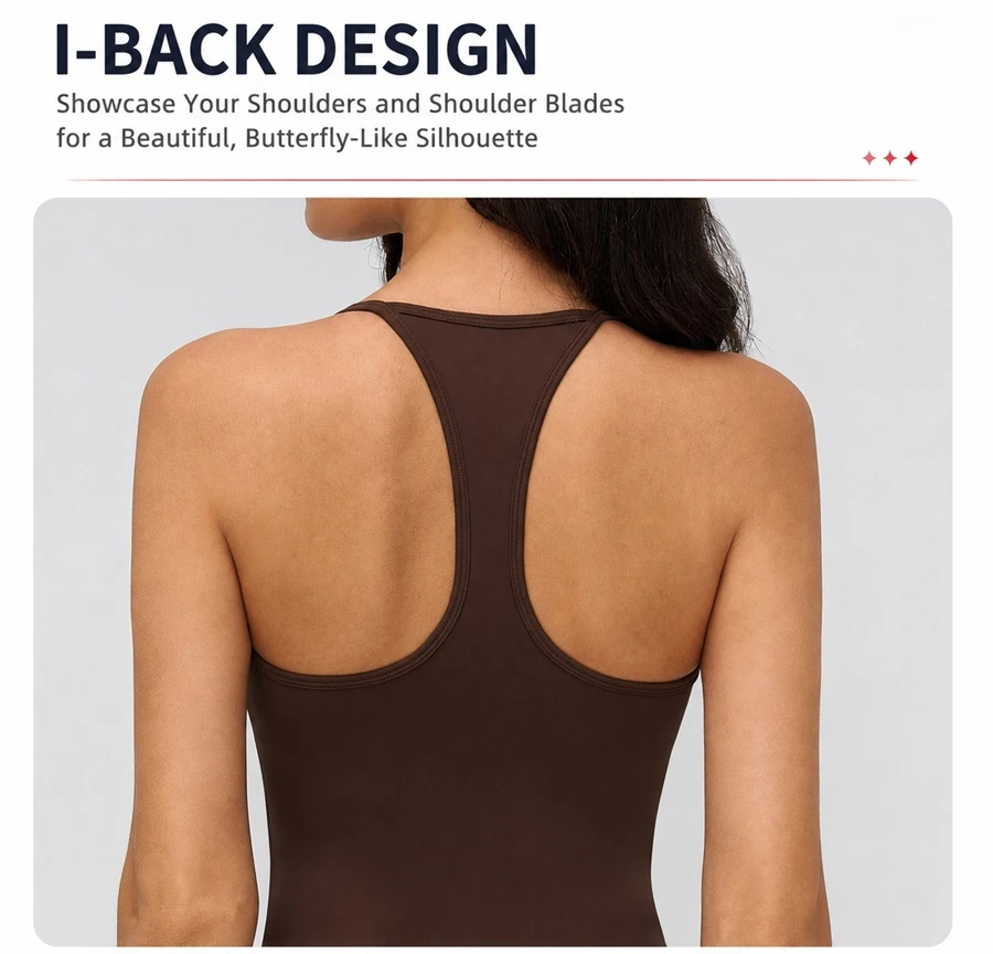 Women's racerback workout tank top highlighting open back design
