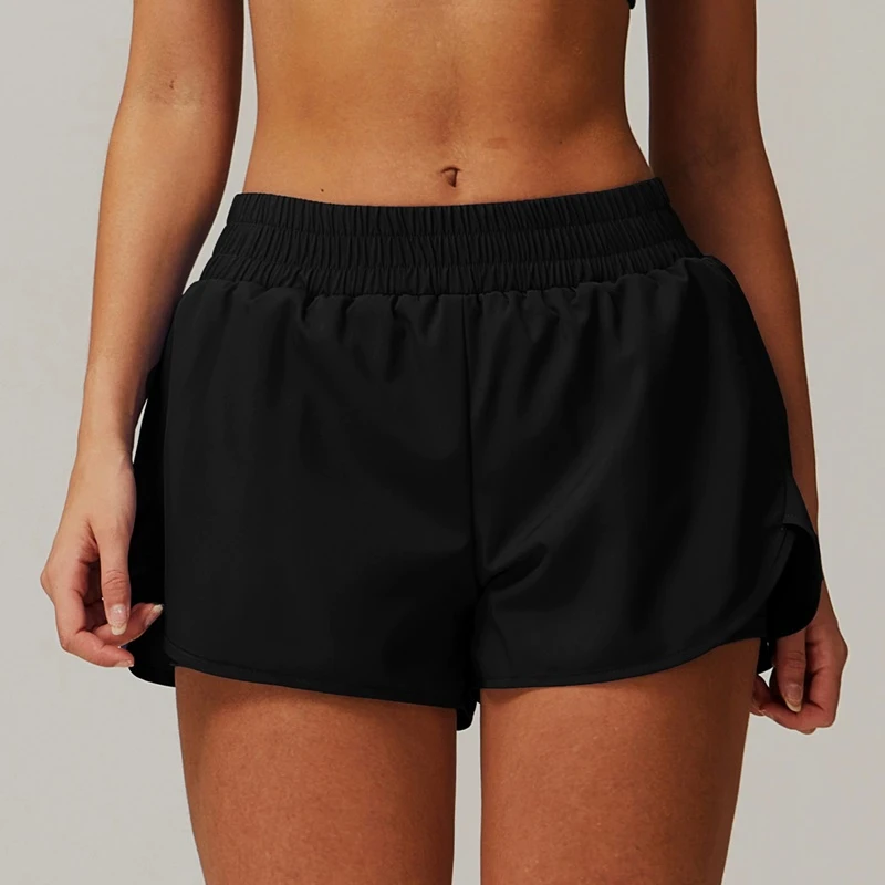 2 in1 Naked Feel Running Shorts | Layered Yoga Shorts with Side Pocket & Modesty Liner - Image 3