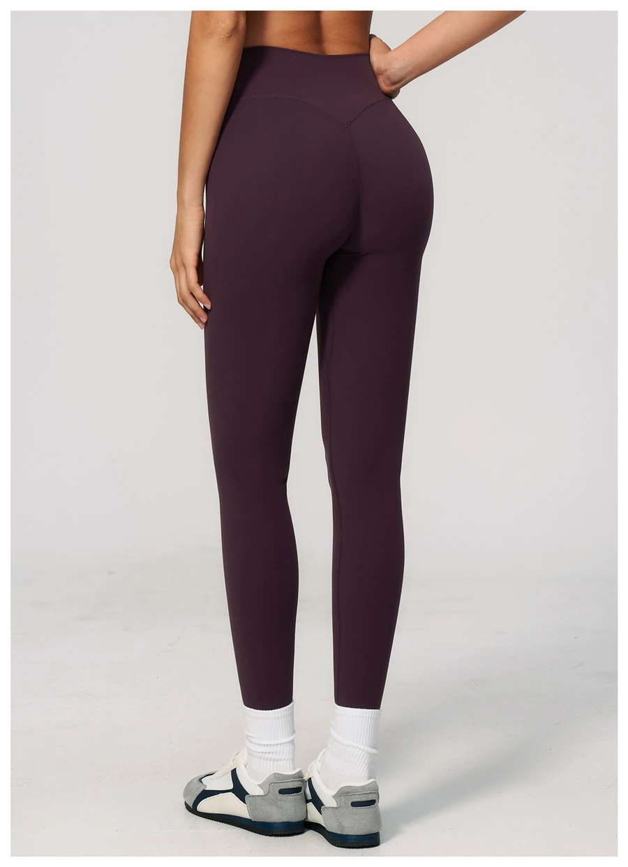 Scrunch butt lifting leggings with contour back design for women-ink purple