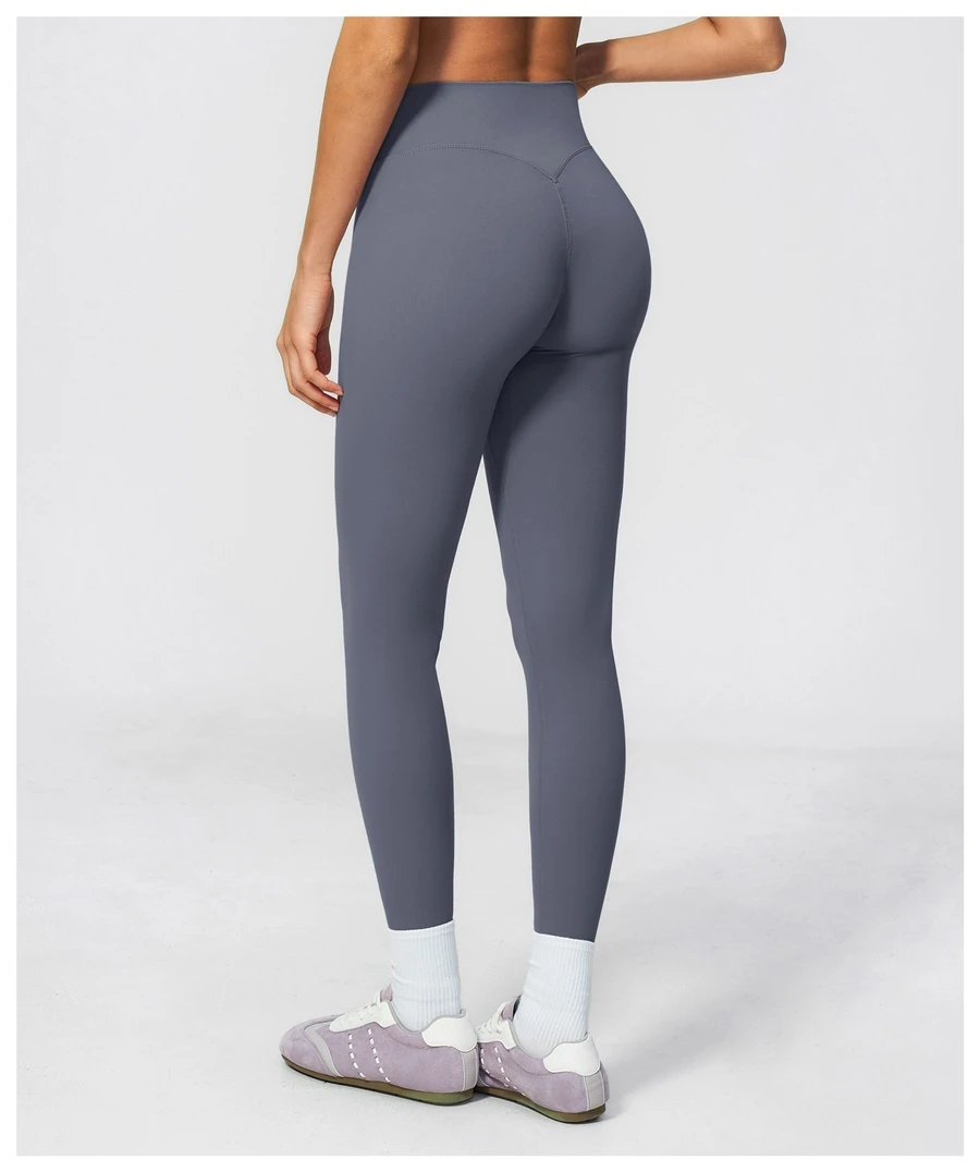 Scrunch butt lifting leggings with contour back design for women-misty blue