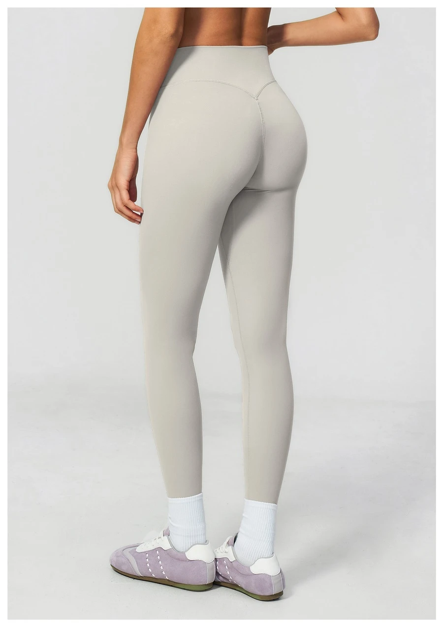 Scrunch butt lifting leggings with contour back design for women-pearl grey