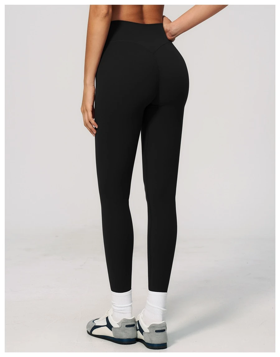 Scrunch butt lifting leggings with contour back design for women-black