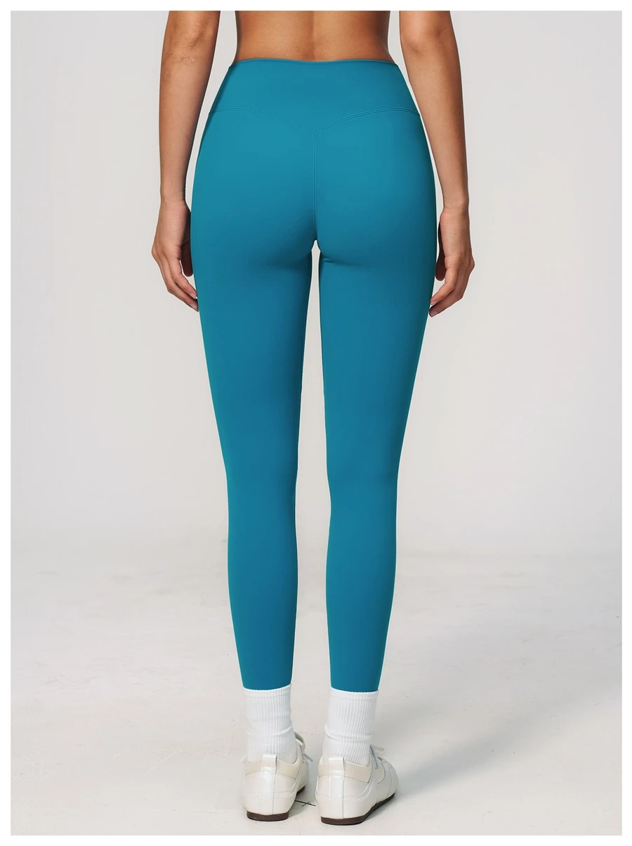 Scrunch butt lifting leggings with contour back design for women-peacock blue