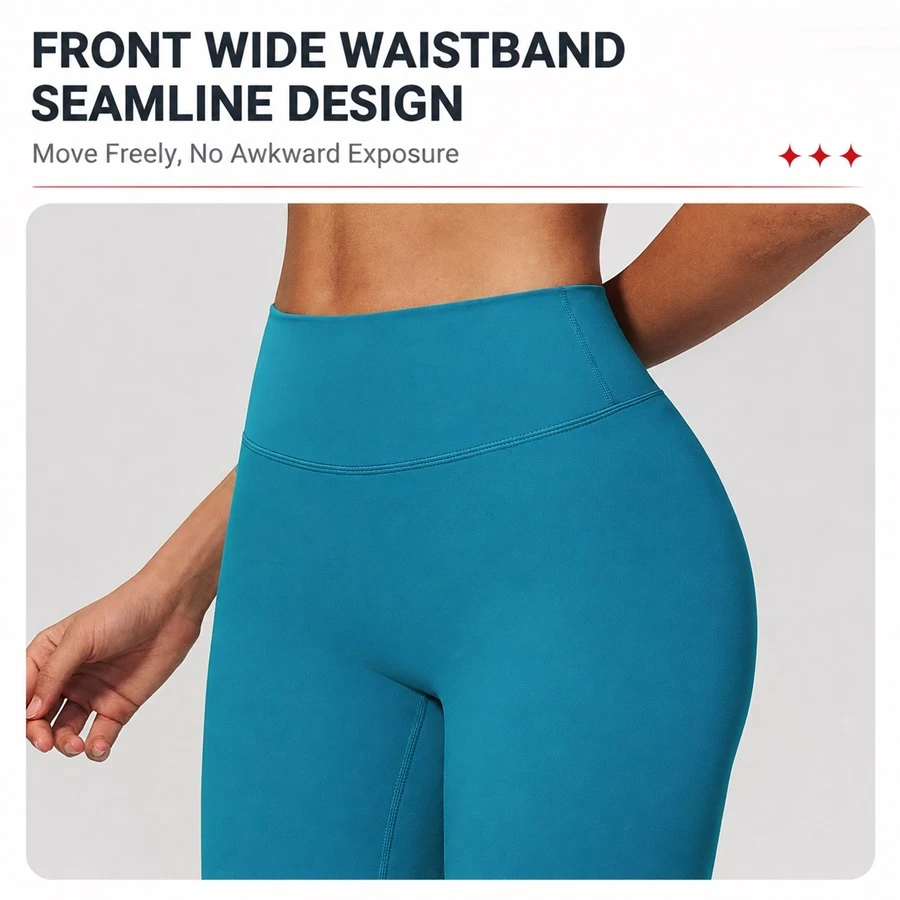 Women's seamless front workout leggings made from buttery soft nylon spandex fabric