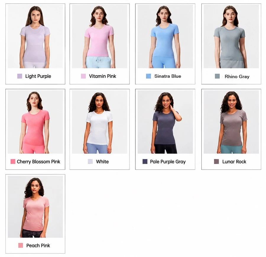 Women's seamless short sleeve workout T-shirt for yoga running and fitness-available colors