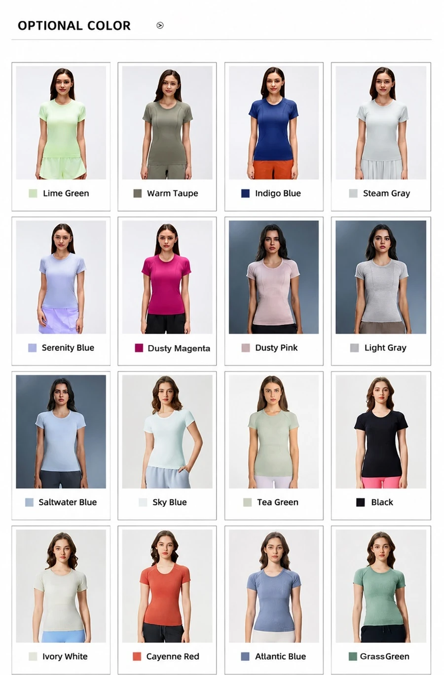Women's seamless short sleeve workout T-shirt for yoga running and fitness-available colors