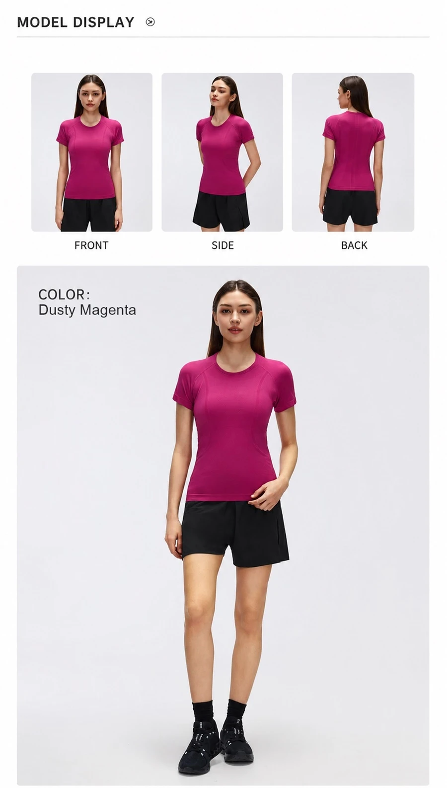 Breathable back design on women's fitted workout T-shirt