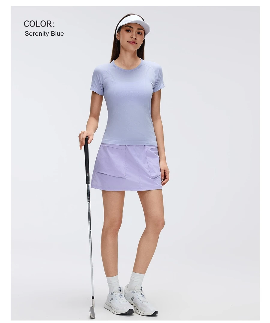 Women's seamless sports T-shirt with soft stretchy nylon fabric