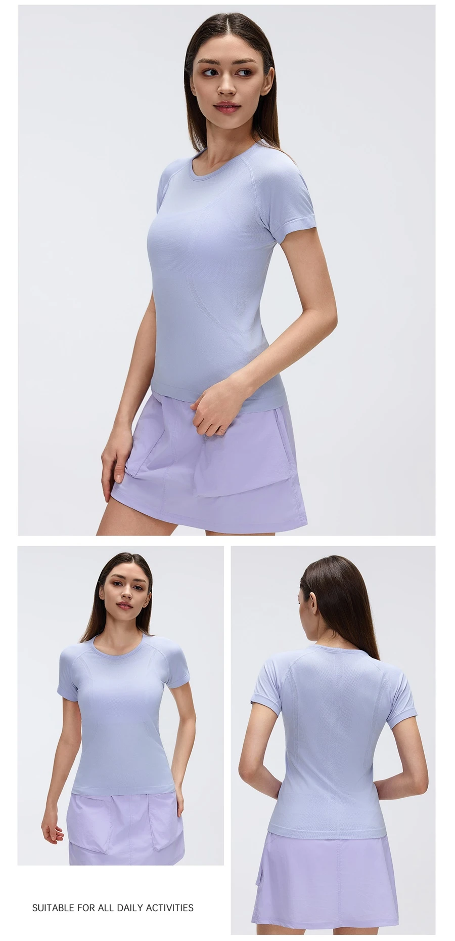 Women's seamless sports T-shirt with soft stretchy nylon fabric