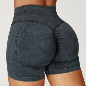 Custom Logo Workout Gear Butt Lift Sand Wash Seamless Workout Shorts