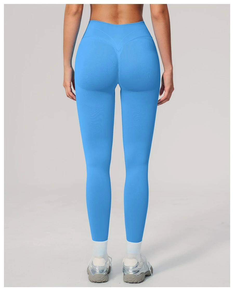 Booty lifting yoga leggings featuring sculpting contour seams-lake blue