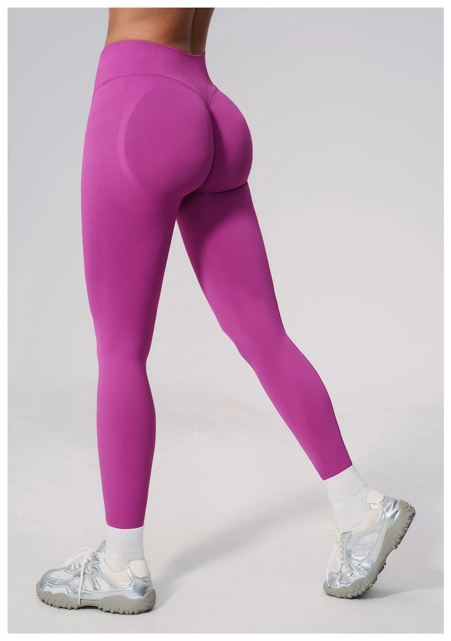 Booty lifting yoga leggings featuring sculpting contour seams-rose purple