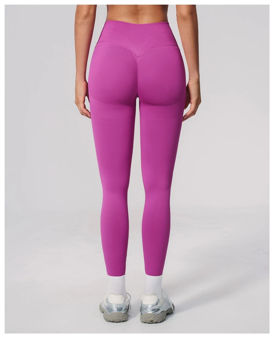 Booty lifting yoga leggings featuring sculpting contour seams-rose purple