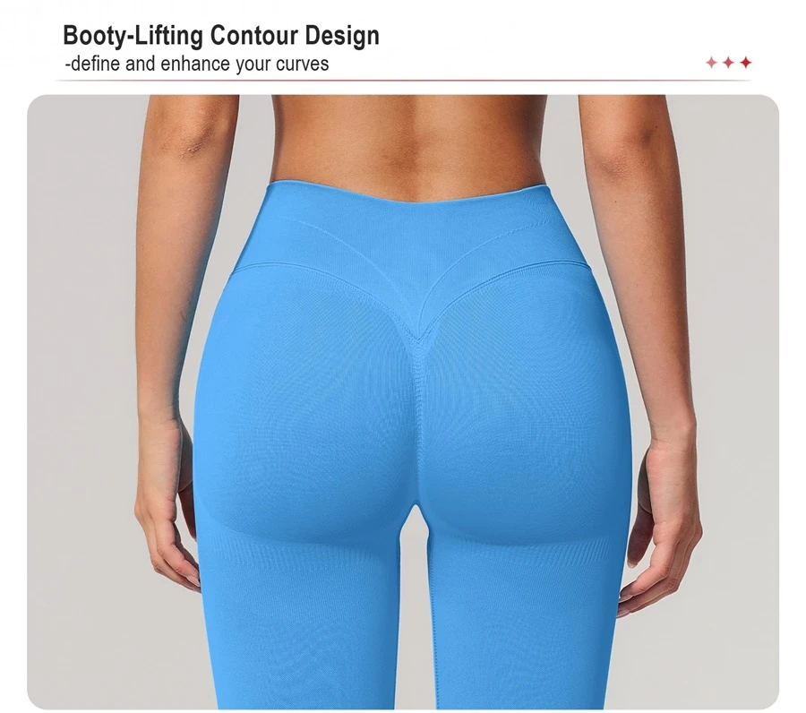 Booty lifting yoga leggings featuring sculpting contour seams