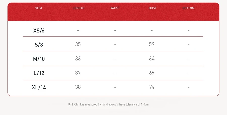 premium seamless activewear size chart