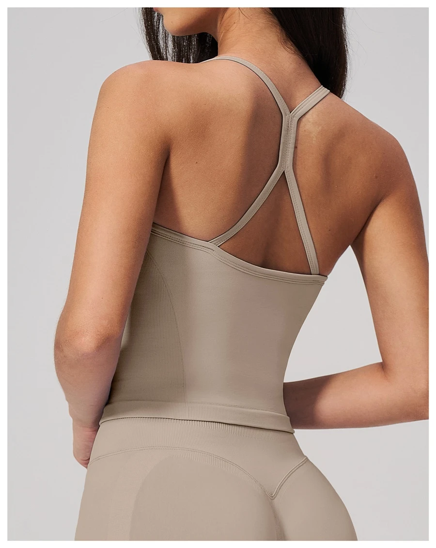 Seamless Women's Workout Tank Top-light khaki