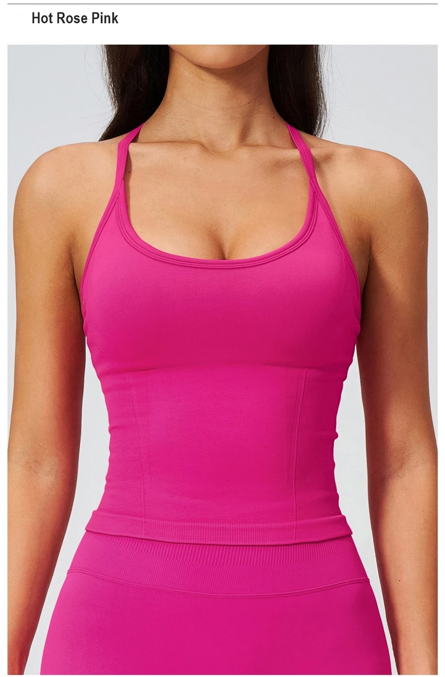 front view for Seamless Women's Workout Tank Top-hot rose pink