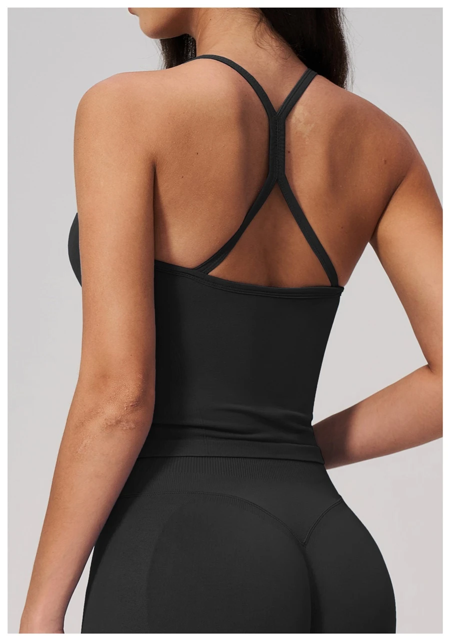 back view for seamless fitness wear-black