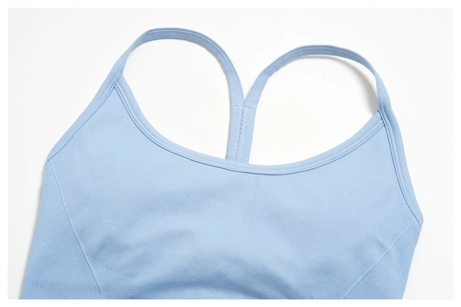 Seamless nylon spandex fitness tank top thin straps
