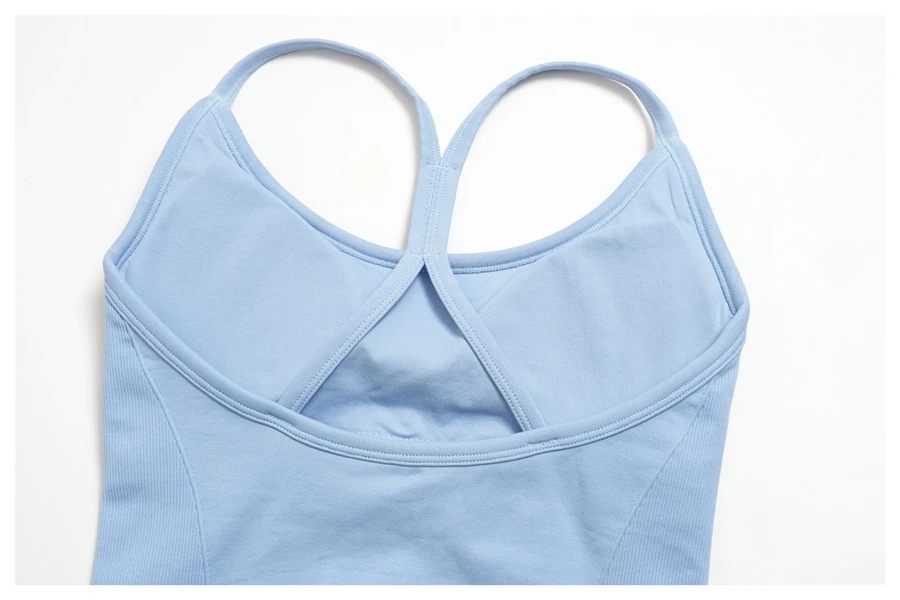 Women's open back sports tank top showing breathable cutout design