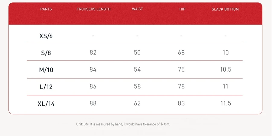 leggings size chart