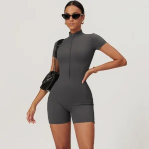 short jumpsuits, half zip up, gym jumpsuits
