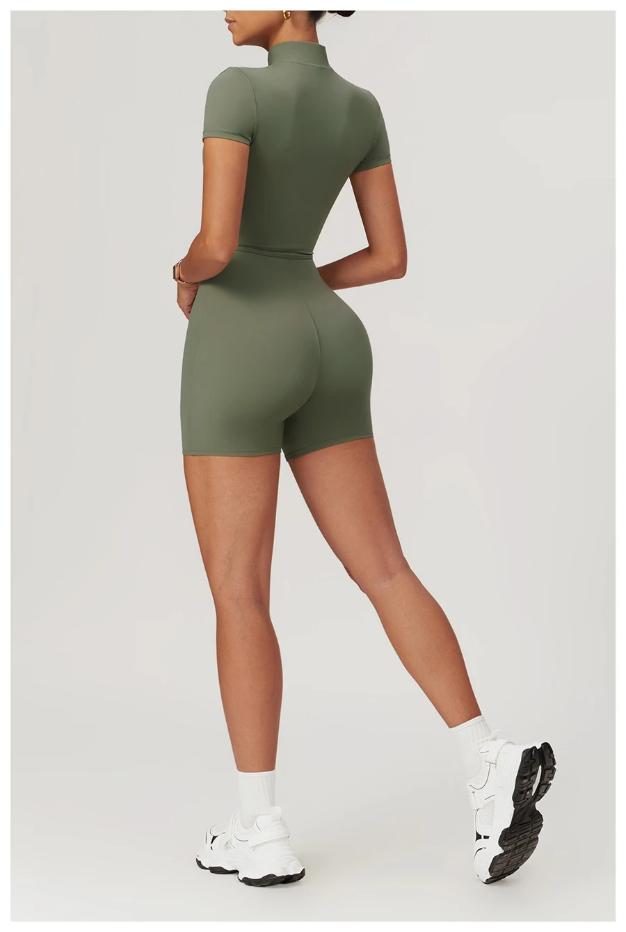 short jumpsuit army green back
