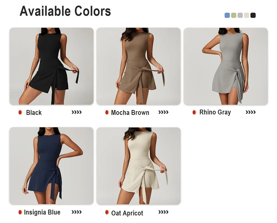Tennis dress with built-in shorts available colors