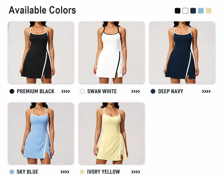 Women's backless yoga dress with built-in shorts for fitness and activewear-available colors