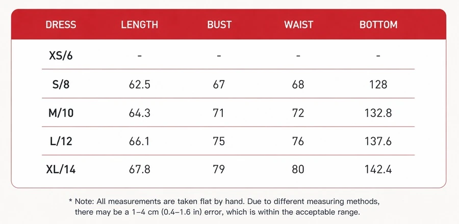 Women's activewear dress with built-in safety shorts for sports-size chart