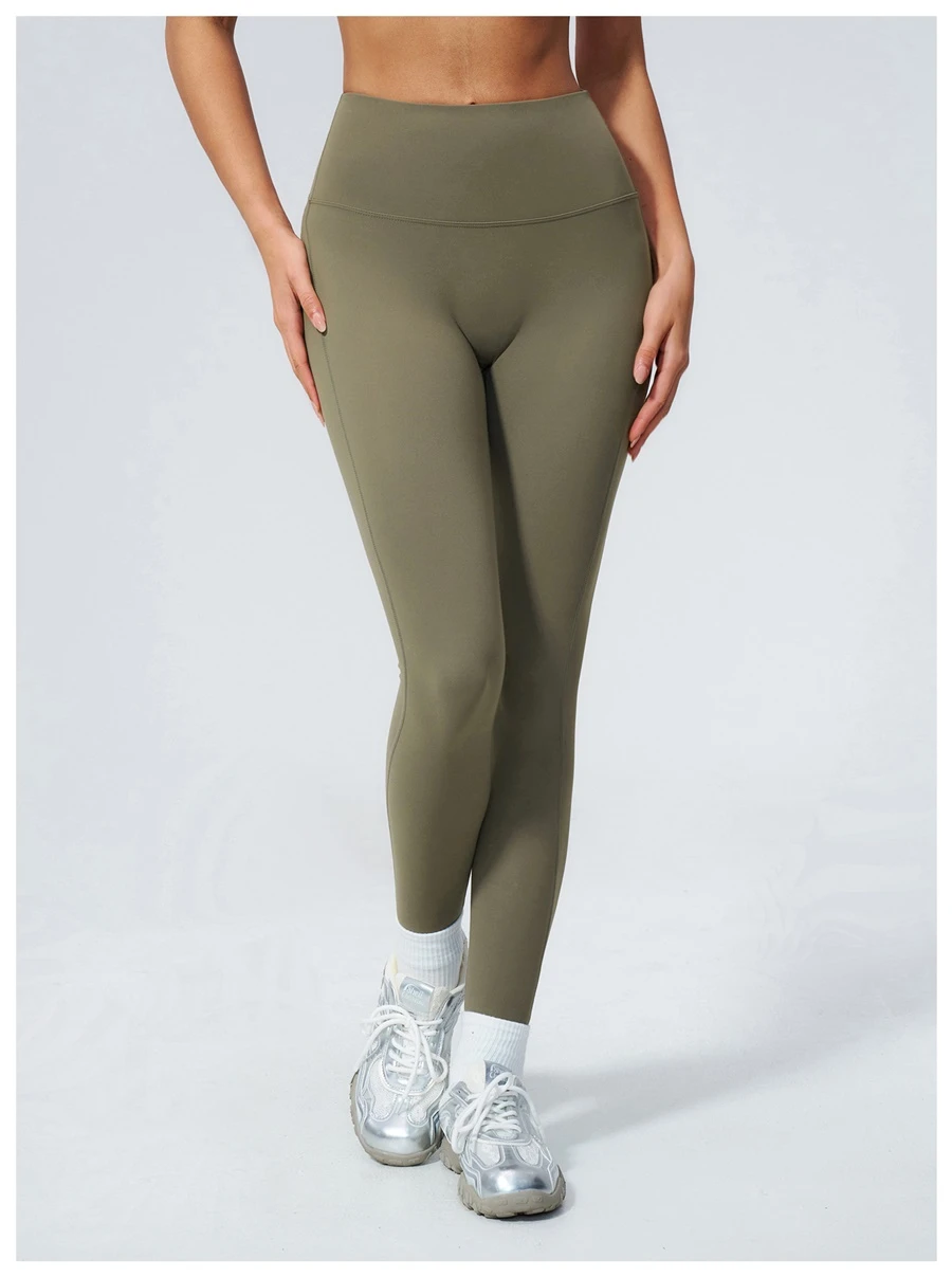 front view for Women's high waist peach butt workout leggings with sculpting fit for yoga and running-sage green