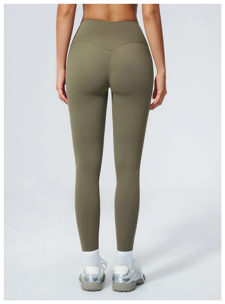 Women's peach butt lifting leggings with contour seam design-sage green