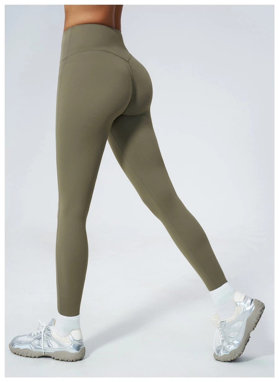 Women's peach butt lifting leggings with contour seam design-sage green