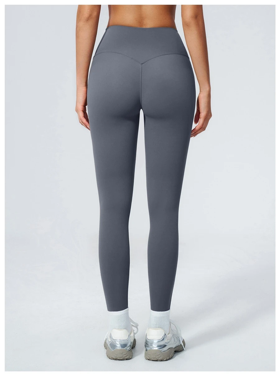 Women's peach butt lifting leggings with contour seam design-misty blue