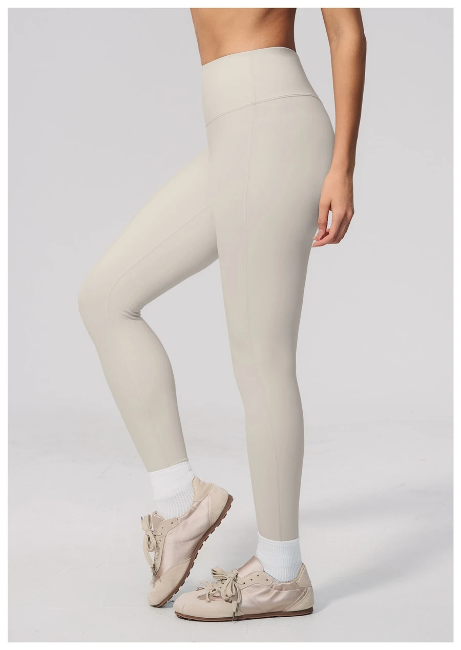 side view for Women's high waist peach butt workout leggings with sculpting fit for yoga and running-pearl grey