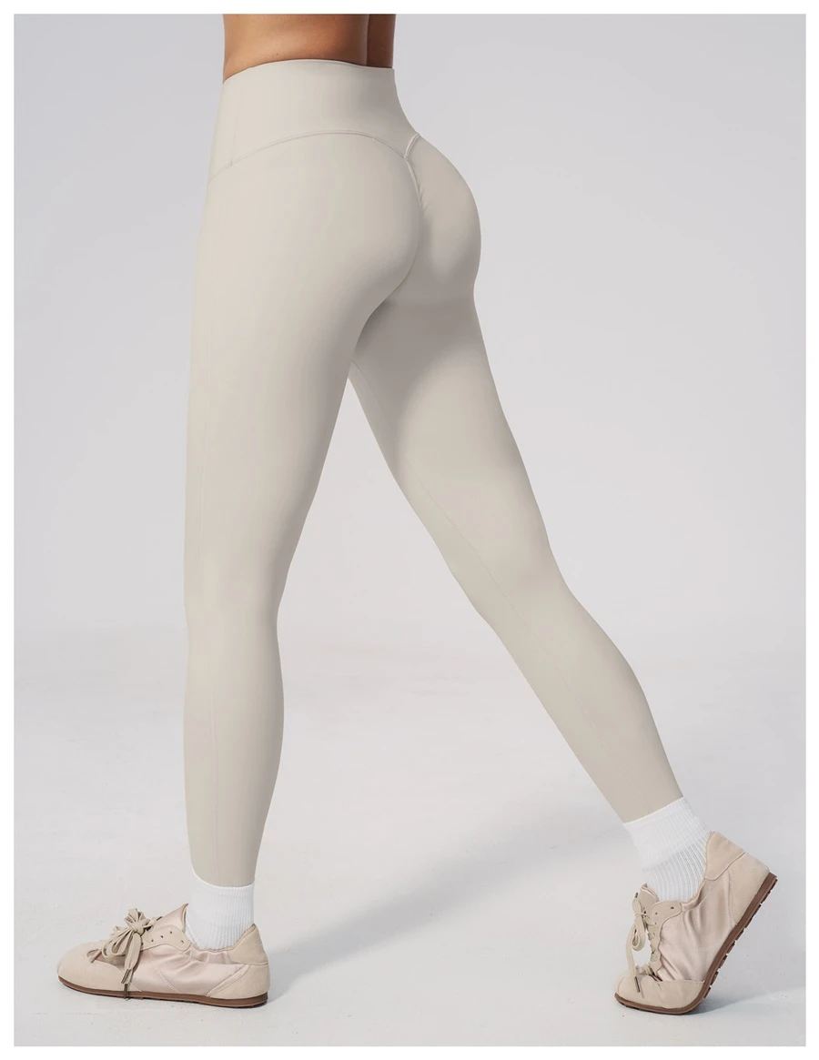 Women's peach butt lifting leggings with contour seam design-pearl grey