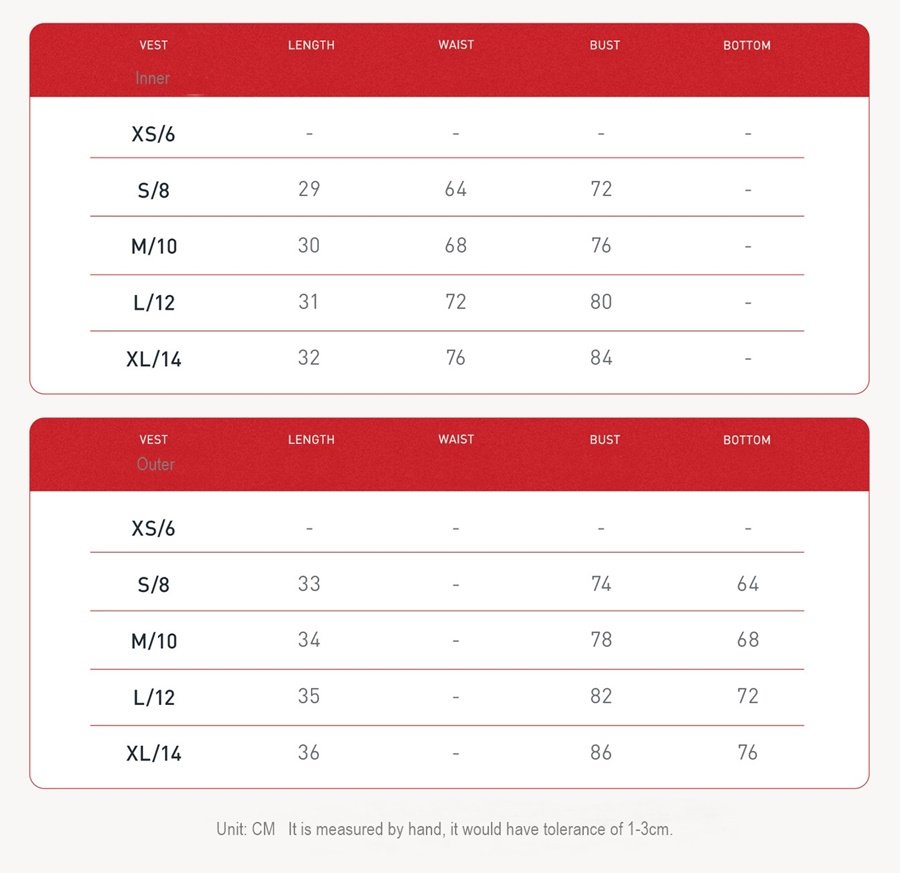 Women's ribbed naked-feel workout set size chart