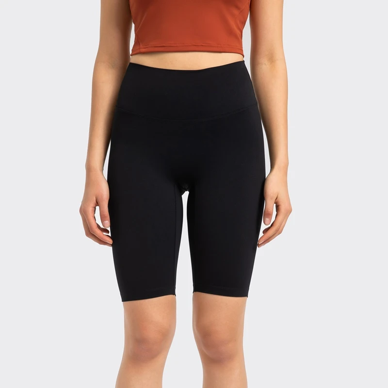 Print Logo High Waist Workout Yoga Mid-thigh Bike Shorts with Hidden Pocket - Image 3