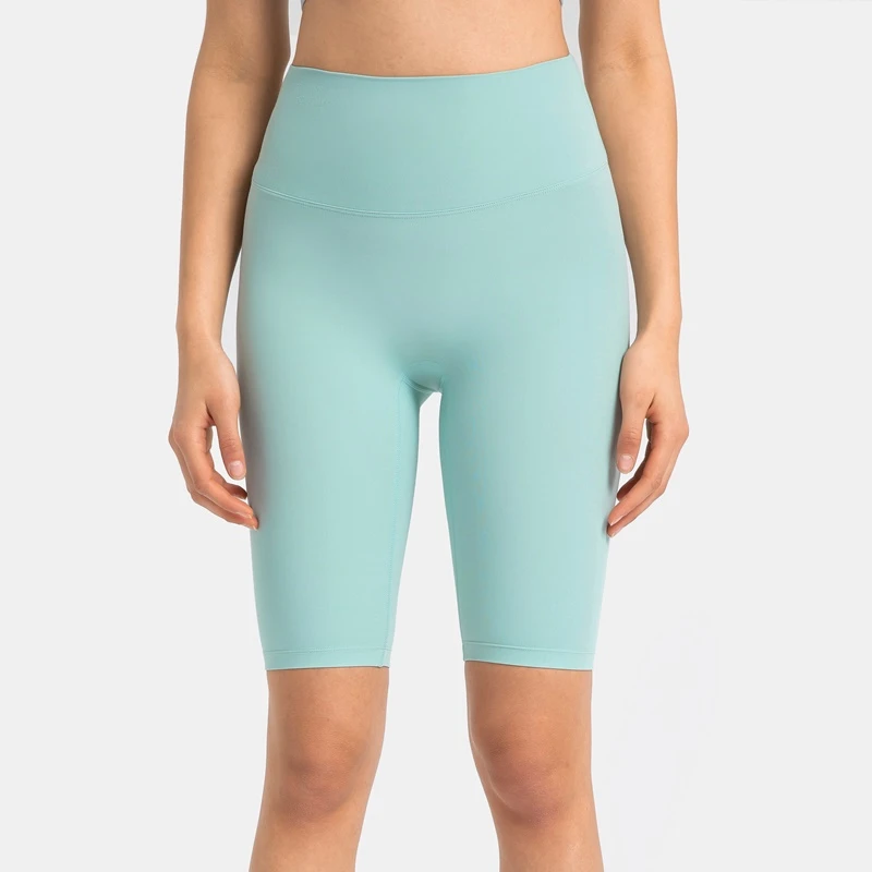 Print Logo High Waist Workout Yoga Mid-thigh Bike Shorts with Hidden Pocket - Image 4