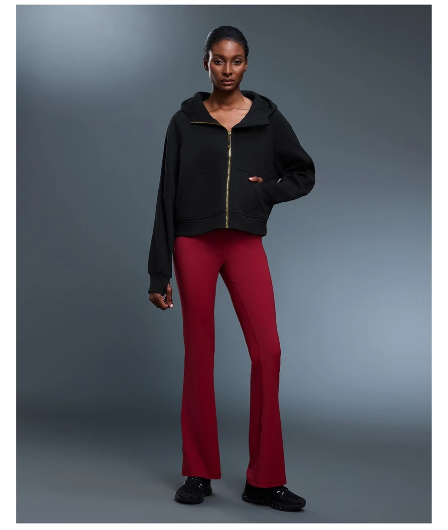 Casual winter hoodie jacket with detachable zipper pull design-black