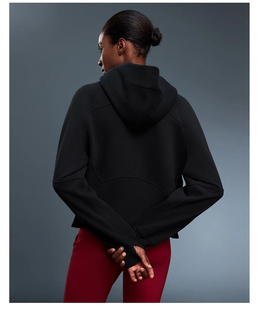 Women's warm fleece hoodie jacket with thick inner lining
