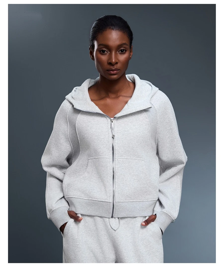 Women's zip up sweatshirt jacket with large front pockets