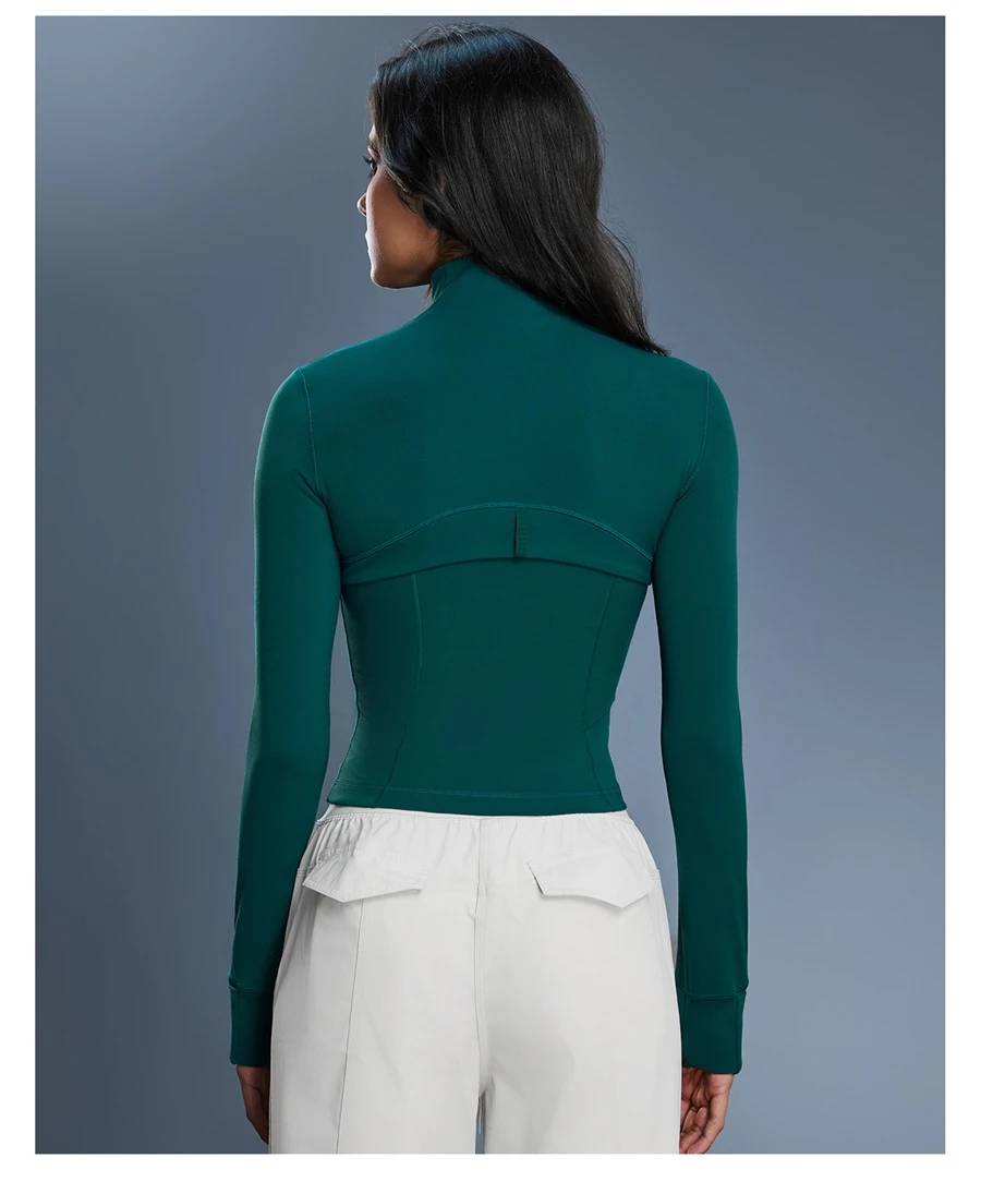 Breathable back mesh activewear jacket made from nylon spandex fabric