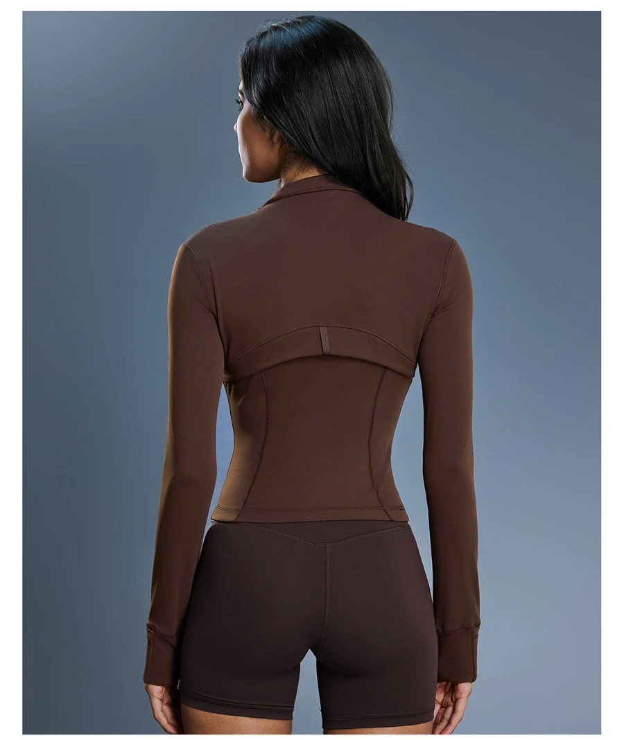Breathable back mesh activewear jacket made from nylon spandex fabric