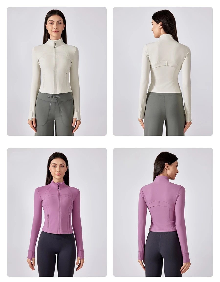 Breathable back mesh activewear jacket made from nylon spandex fabric
