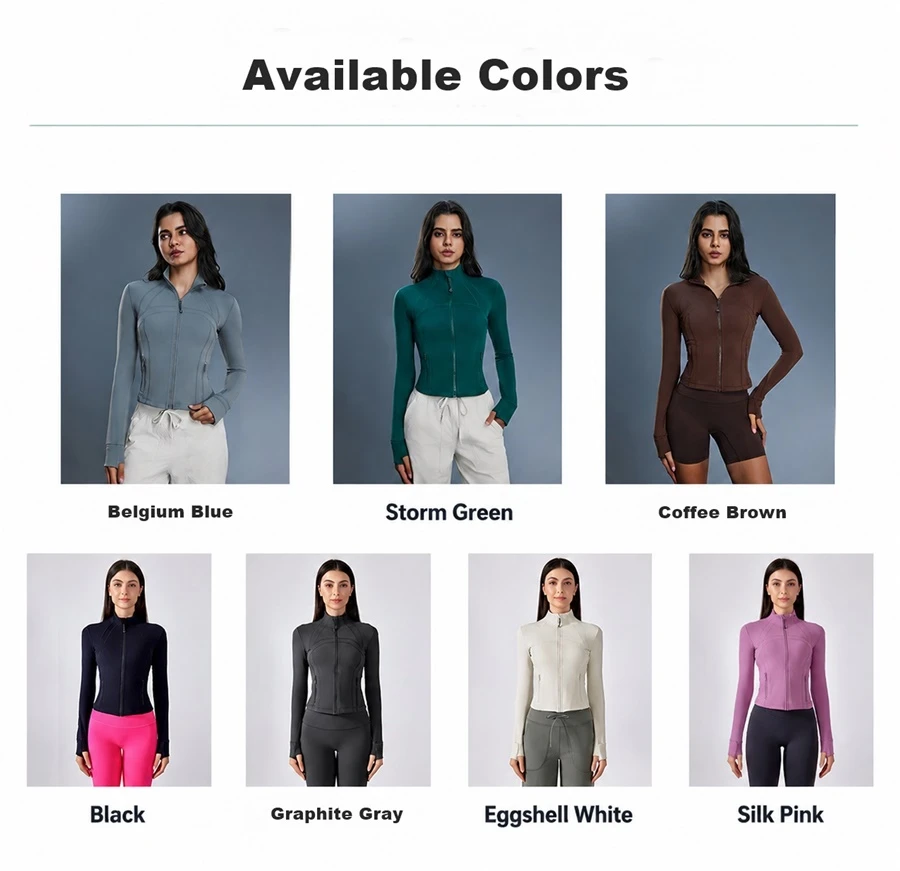 Women's cropped workout jacket with stand collar for yoga and running-available colors