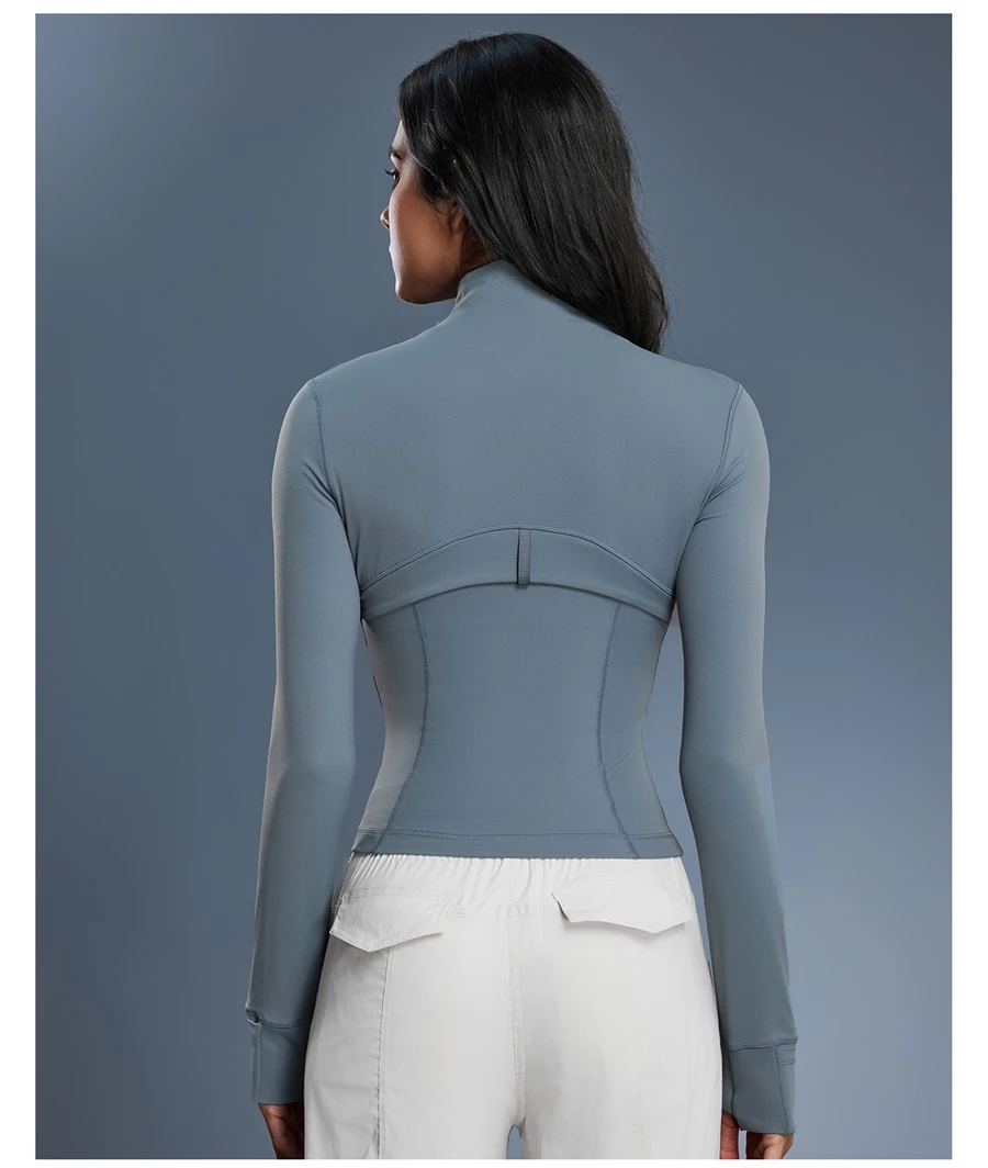 Breathable back mesh activewear jacket made from nylon spandex fabric